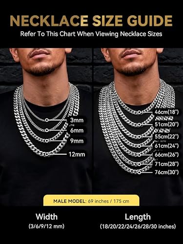 ChainsHouse Hip Hop Curb Boys Necklace Stainless Steel/18K Gold Plated Cuban Link Chain for Mens Womens 18-30 Inch(stainless,12mm)