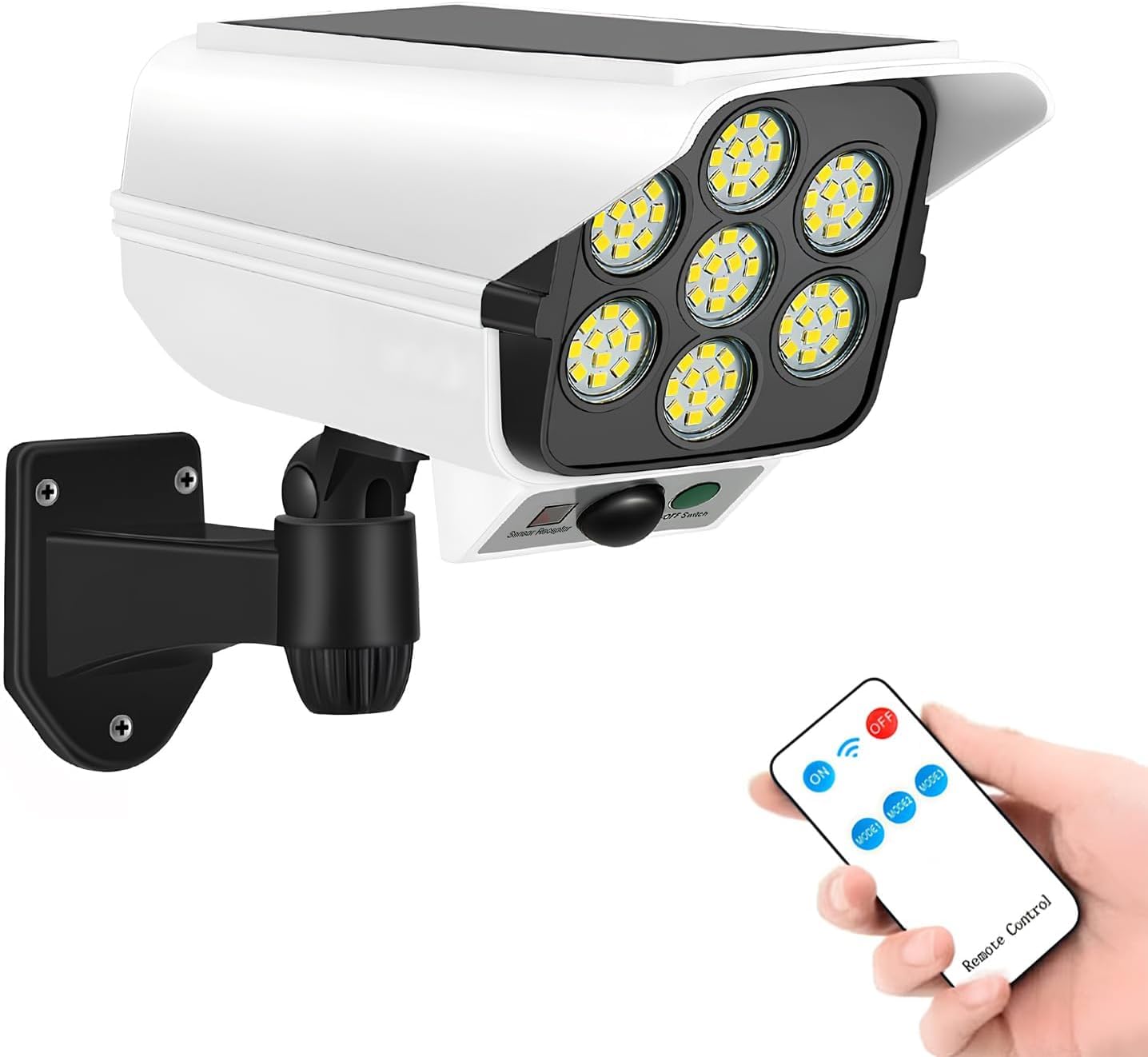 Yazmlin Solar Lights Outdoor,3600mAh Motion Sensor Solar Light with Remote Control,2000LM Bright Light,3 Lighting Modes,120°Lighting Angle,IP65 Waterproof for Outside Garage Yard