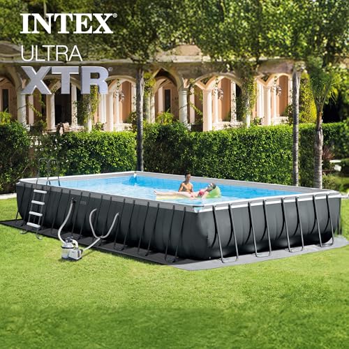 INTEX 26373EH Ultra XTR Deluxe Rectangular Above Ground Swimming Pool Set: 32ft x 16ft x 52in – Includes 2800 GPH Sand Filter Pump – SuperTough Puncture Resistant – Rust Resistant – Easy to Assemble