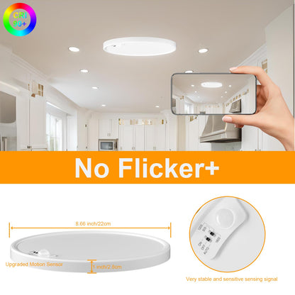 2 Pack LED Flush Mount Ceiling Light, Eleganted 20W 2200LM Ceiling Light Fixtures, 3000K-6500K Adjustable Motion Sensor Ceiling Light for Bedroom Kitchen Dining Room - 3 Color Temperatures