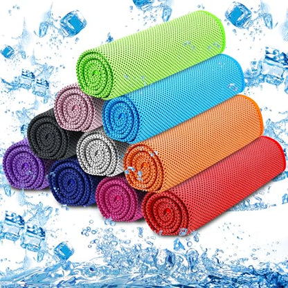 MENOLY 10 Pack Cooling Towel Workout Towel Ice Towel for Neck, Microfiber Towel Soft Breathable Chilly Towel for Sports, Gym, Yoga, Camping, Running, Fitness, Workout & More Activities(32 inches x 12 inches)