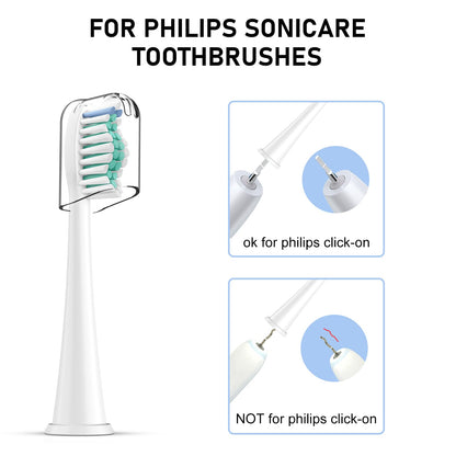 Replacement Toothbrush Heads Compatible with Philips Sonicare Click-on Handles, 8 Pack, Dupont Bristles with Protective Cover
