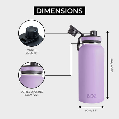 BOZ Stainless Steel Water Bottle XL, 1L/32oz (Lavender)