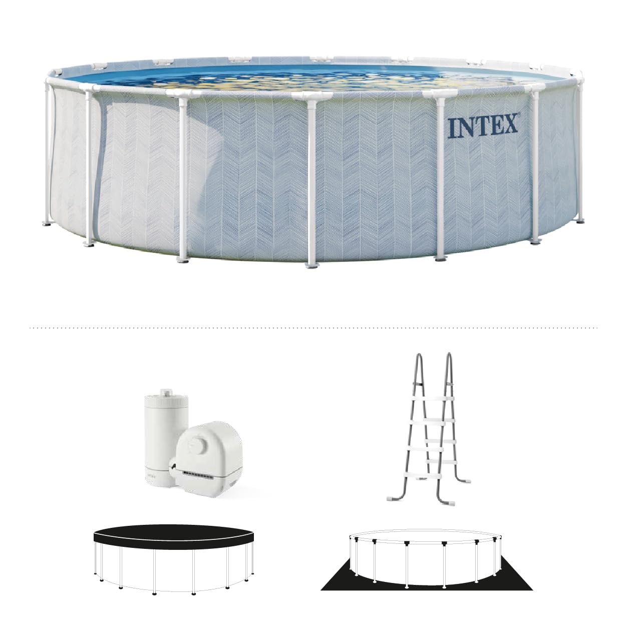 INTEX 26745EP 16Ft X 48In Chevron Prism Frame Premium Above Ground Swimming Pool Set