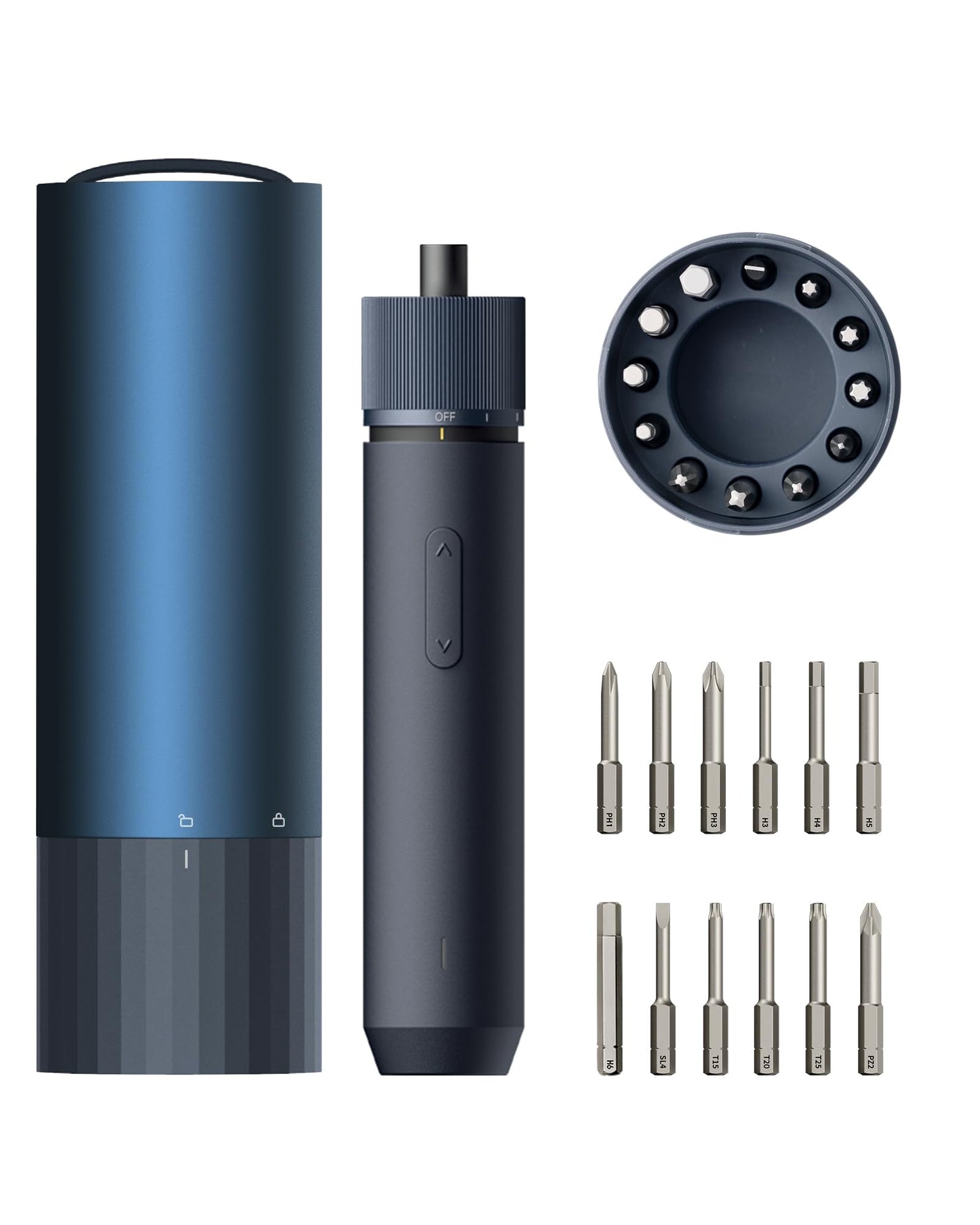 HOTO Electric Screwdriver Set, 3.6V Cordless Screwdriver Set USB-C, 3 Torque Settings, 1500mAh Battery, LED Light & 12 S2 Metal Bits for Furniture/Electrical Repairs