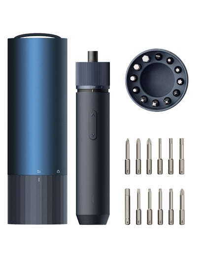 HOTO Electric Screwdriver Set, 3.6V Cordless Screwdriver Set USB-C, 3 Torque Settings, 1500mAh Battery, LED Light & 12 S2 Metal Bits for Furniture/Electrical Repairs