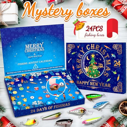 PLUSINNO 24 Days Fishing Advent Calendar 2026, Fishing Lures Gift for Men