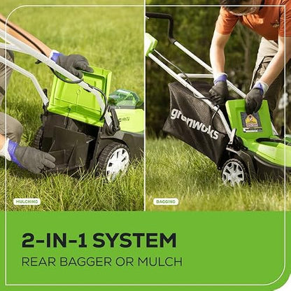 Greenworks 40V 14-inch Cordless Lawn Mower, 4.0 Ah Battery and Charger Included 2506302