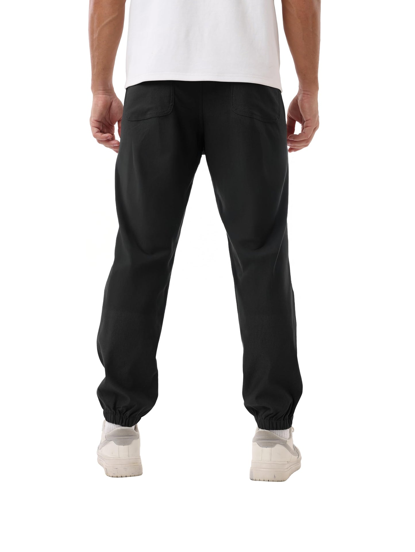 IWOLLENCE Mens Pants Casual Sweatpants for Men Joggers Elastic Waist Cotton Drawstring Chino Track Pant with Pockets Black XL