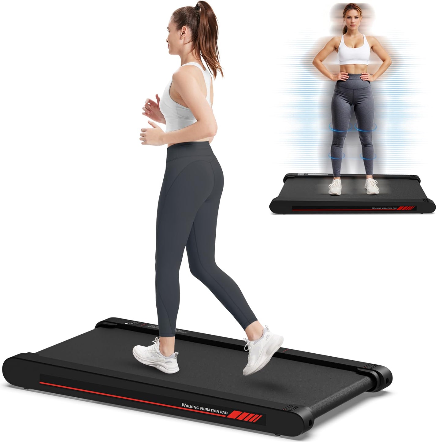 Sperax Walking Vibration Pad with APP,2.5 HP Under Desk Treadnill with Remote Control,Compact Portable Treadmill for Home and Office