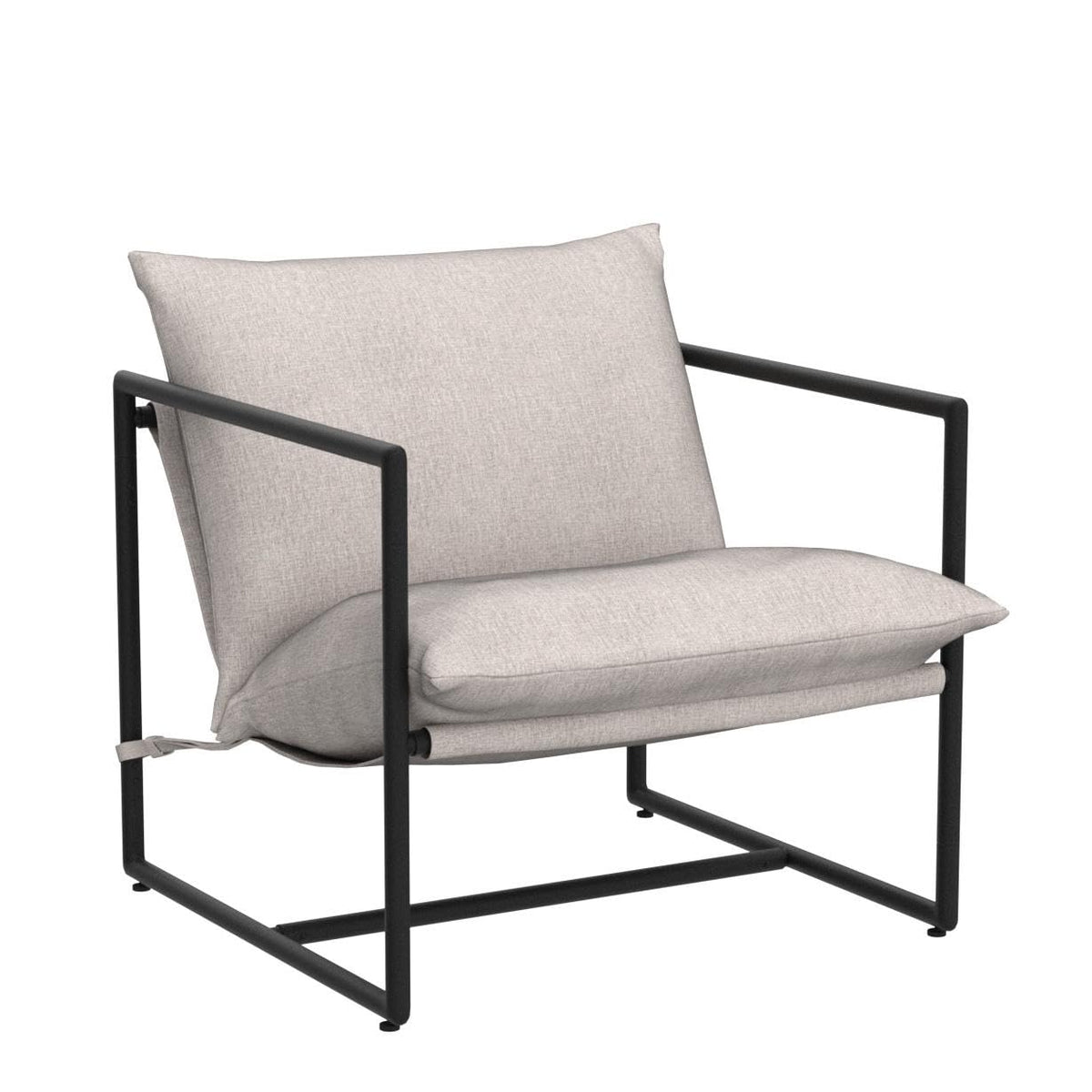 ZINUS Aidan Sling Accent Chair/Metal Framed Armchair with Shredded Foam Cushioning, Oatmeal