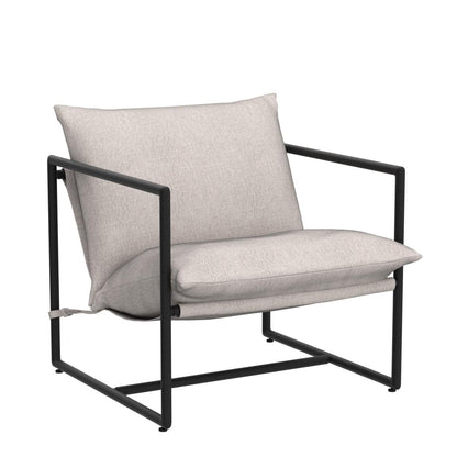 ZINUS Aidan Sling Accent Chair/Metal Framed Armchair with Shredded Foam Cushioning, Oatmeal