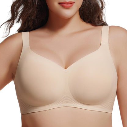 UIMERO 2026 Womens Wireless Bra Seamless Jelly Bras Full Coverage Push Up Supportive Comfortable No Underwire T-Shirt Bras Nude