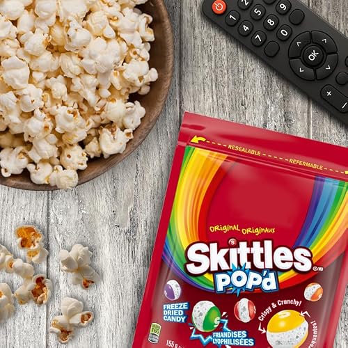 SKITTLES POP’D Original Freeze-Dried Candy, Crunchy Fruity Candy Snack for Sharing, Movie Nights & Parties, 155g