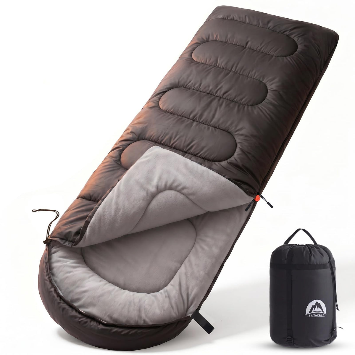 SWTMERRY Sleeping Bag for Adults, Cold Weather & Warm Plush Fleece-Lined Interior - Portable Waterproof Windproof with Compression Sack for Camping Hiking Traveling Indoor & Outdoor