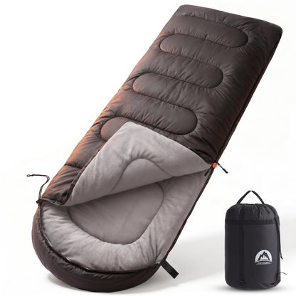 SWTMERRY Sleeping Bag for Adults, Cold Weather & Warm Plush Fleece-Lined Interior - Portable Waterproof Windproof with Compression Sack for Camping Hiking Traveling Indoor & Outdoor