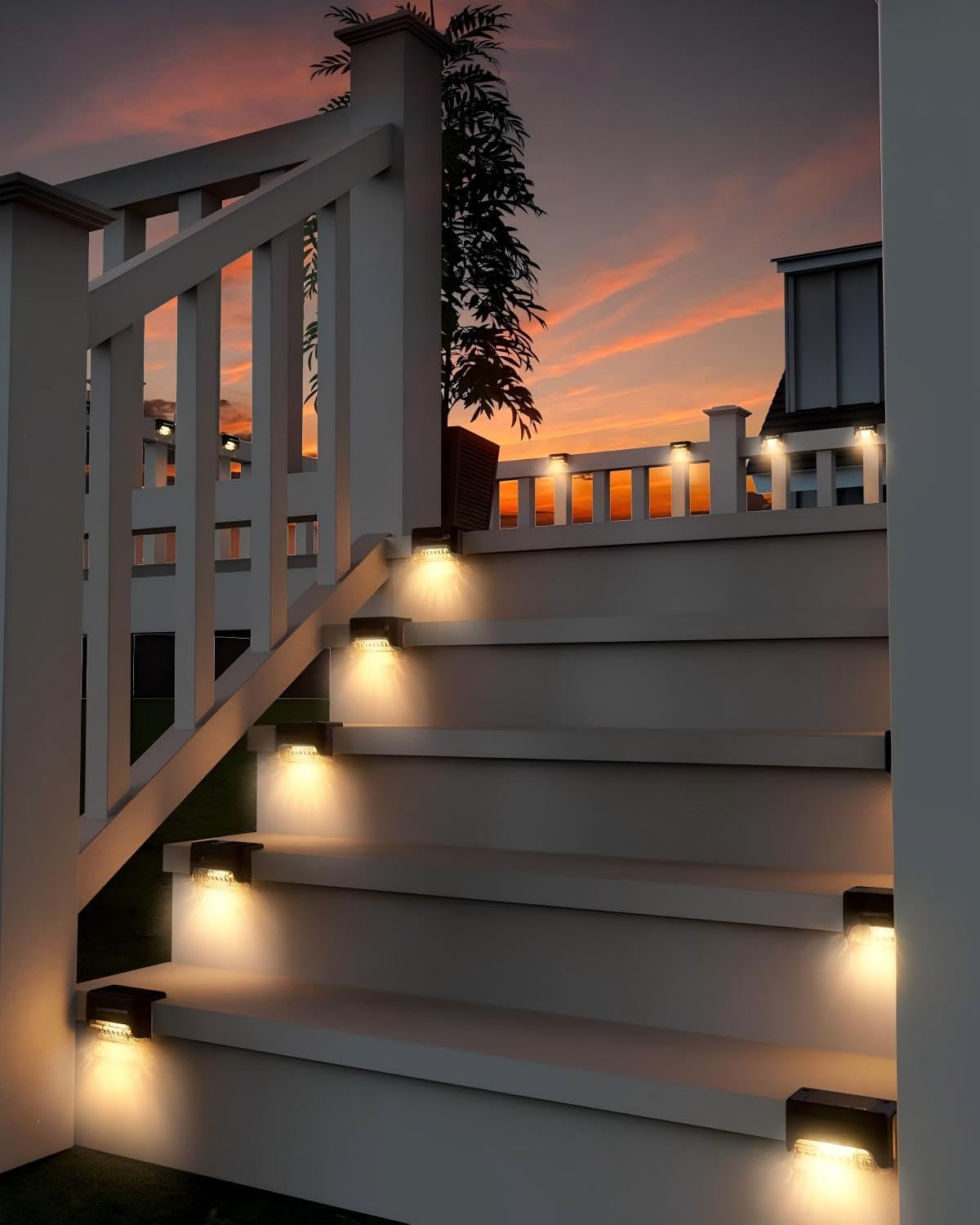 CANASUN Solar Deck Lights 16 Pack Solar Fence Light Solar Powered Outdoor Step Light IP65 Waterproof LED Pathway Light for Deck Fence Railing Garden Patio StairYard(Warm Light)