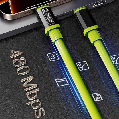 USB C Cable, 240W 4.92FT 6A Fast Charging USB C Charger Cable with LED Display, Zinc Alloy Silicone USB C to USB C Cable for iPhone 16/Pro/Plus/Pro Max, MacBook, iPad Pro, Galaxy S24/S23