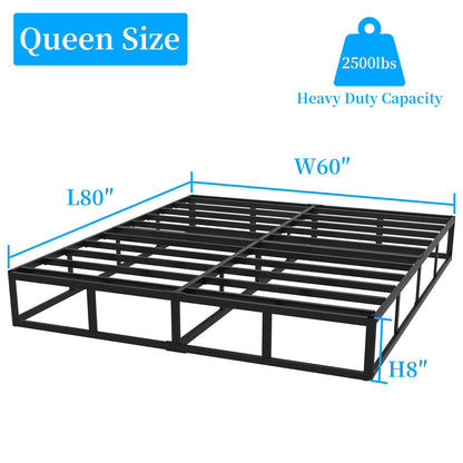 Queen Box Spring, 8 Inch Box Spring for Queen Bed, 2500 lbs Heavy Duty Metal Frame Mattress Foundation with Fabric Cover, Easy Assembly-Noise Free