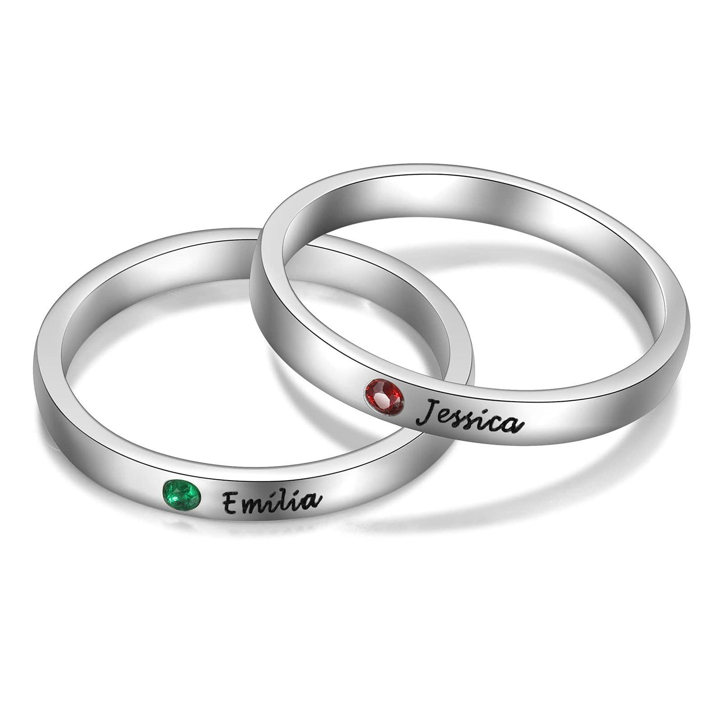 1PCS Custom Name Rings for Friend, Personalized Stacking Ring Engraved Birthstone Dainty Ring for Women Promise Rings for Her (6)