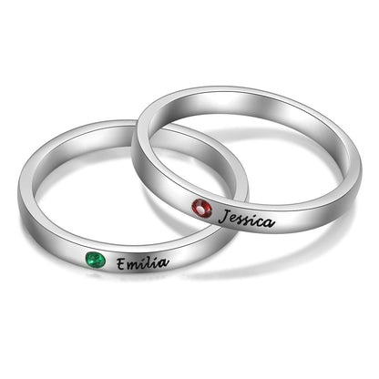 1PCS Custom Name Rings for Friend, Personalized Stacking Ring Engraved Birthstone Dainty Ring for Women Promise Rings for Her (6)