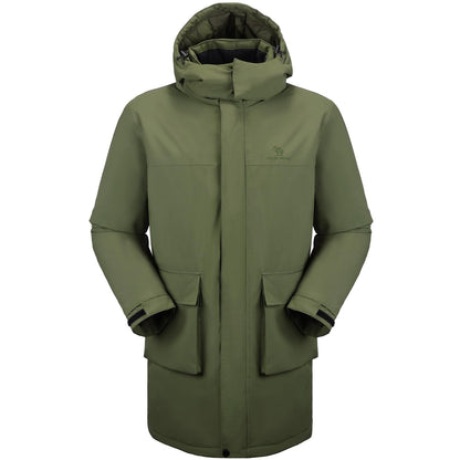 CAMELSPORTS Mens Winter Coats Long Warm Jacket with Hood Casual Quilted Puffer Parka Windproof Jackets, 601-green, Large