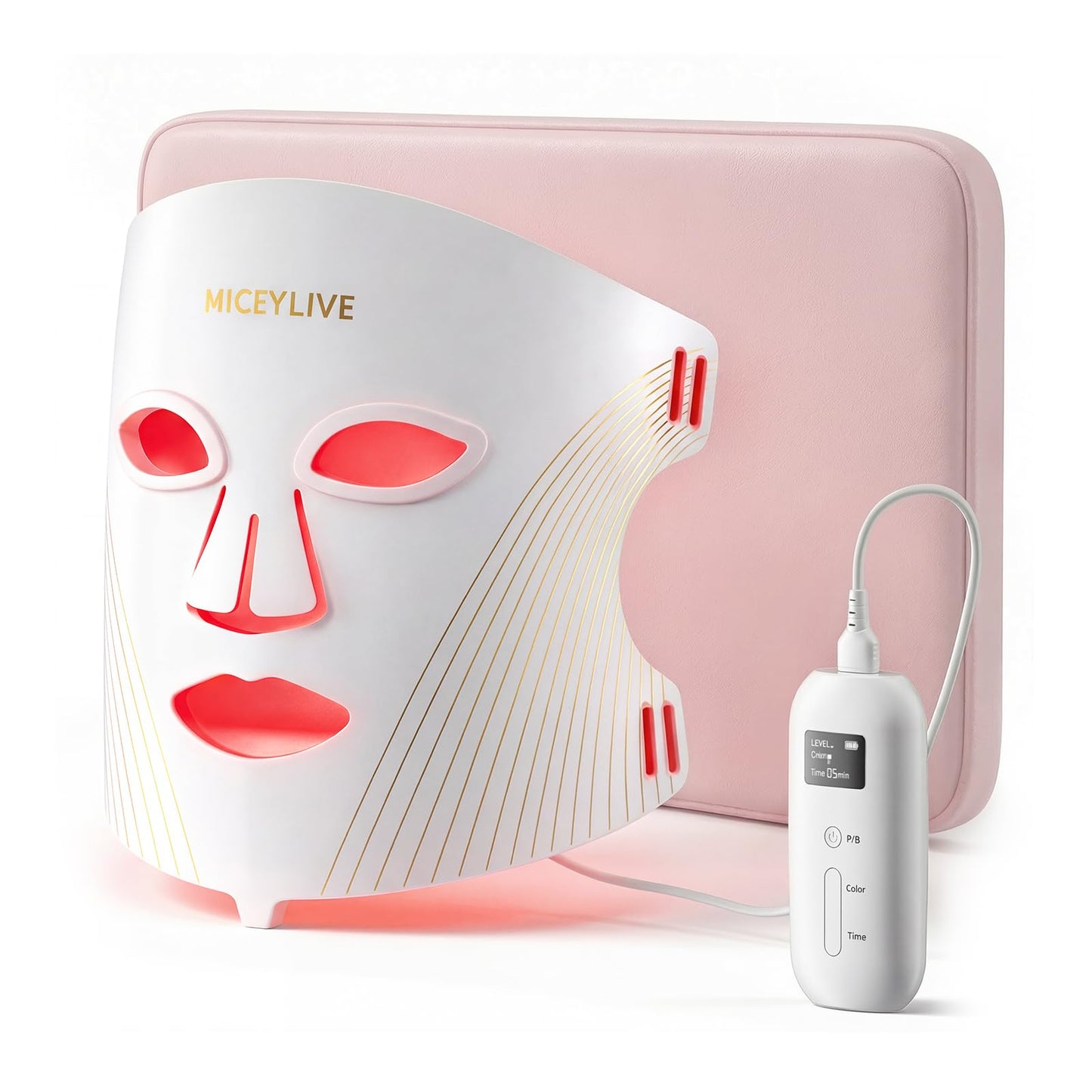 MICEYLIVE Red Light Mask for Face Near-Infrared LED Light Mask, White