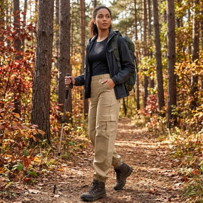 Streetwear Cargo Pants Women Pants for Women Corduroy Cargo Loose Fit Elastic High Waisted Baggy Casual Wide Leg Pant with Pocket Outdoor Trouser Khaki S