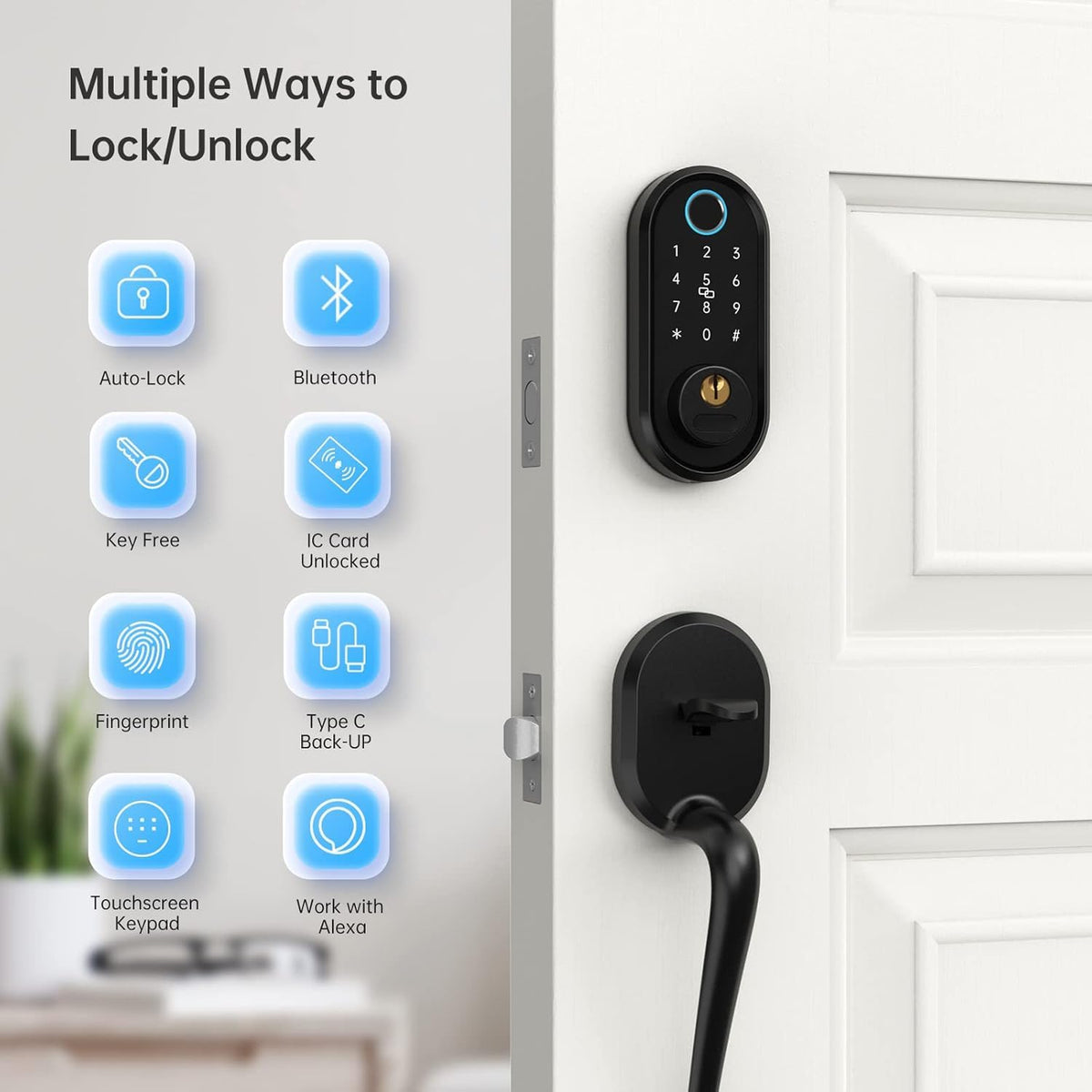Front Door Lock and Handle Set, Firstriver Keyless Entry Door Lock