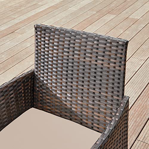 SONGMICS Patio Furniture Set, Outdoor PE Rattan Conversation Sets | Outdoor Table and 2 Chairs, Loveseat, Patio Garden Furniture, for Balcony Deck, Brown and Beige UGGF004KZ02