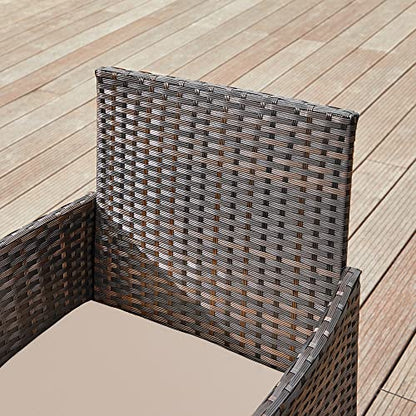 SONGMICS Patio Furniture Set, Outdoor PE Rattan Conversation Sets | Outdoor Table and 2 Chairs, Loveseat, Patio Garden Furniture, for Balcony Deck, Brown and Beige UGGF004KZ02