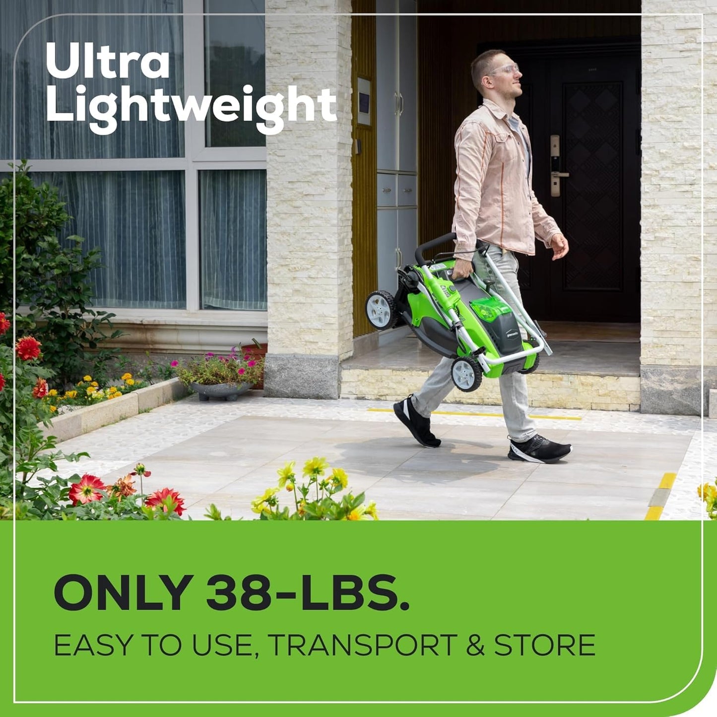 Greenworks 40V 16-inch Cordless Lawn Mower, 4.0 Ah Battery and Charger Included 25242