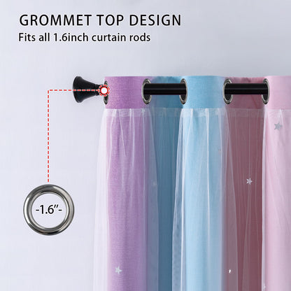 XiDi Blackout Rainbow Curtains 2 Panels for Girls Kids Bedroom Nursery Living Room Decor Rideaux Occultants Drapery with Eyelet for Windows W52xL84 Inch Wall Decals