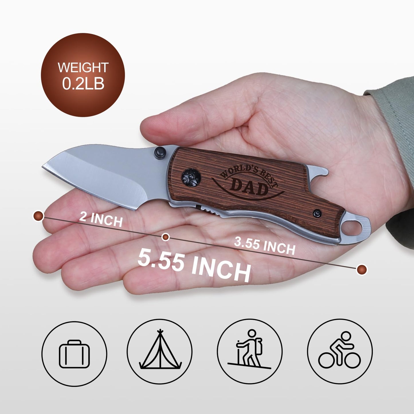 Fathers Day Dad Gifts, Wood Box Cutter, Gift for Dad Fathers Day Birthday Daily Use, Small Gadget Tool for Everyday Carry, Multitool Gifts from Daughter Son