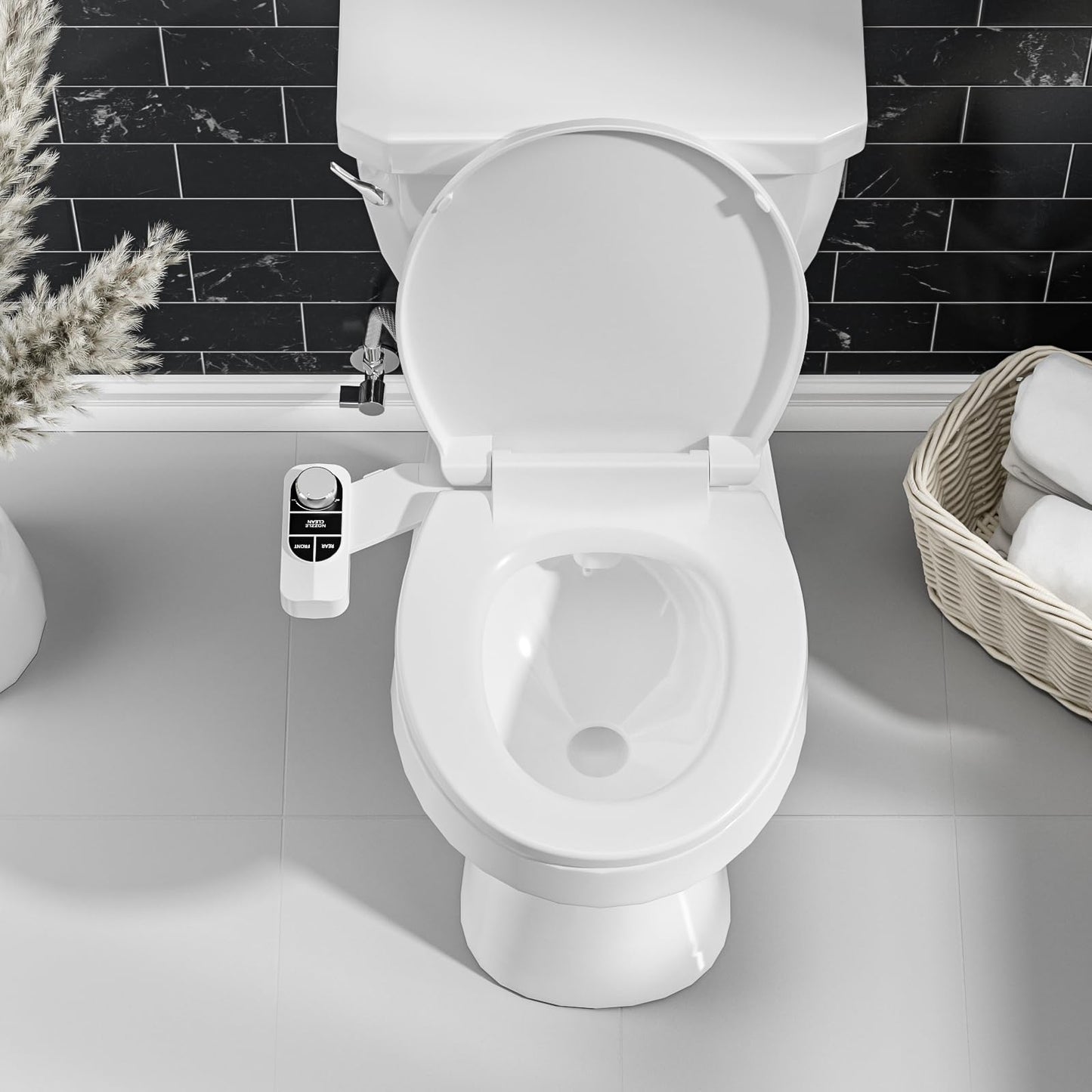 SAMODRA Non-Electric Bidet Attachment for Toilet – Self-Cleaning Dual Nozzle (Frontal & Rear Wash), Adjustable Water Pressure, Fits Most Toilets, Easy Installation (Classic Black/Silver)
