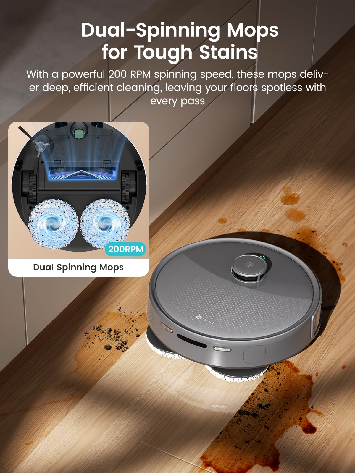 Lefant M3 Max Robot Vacuum and Mop, 20000Pa Suction, 90-Day Self-Emptying, Obstacle Avoidance, Auto Mop Washing&Drying, All-in-One for Pet Hair Carpet, 5G WiFi