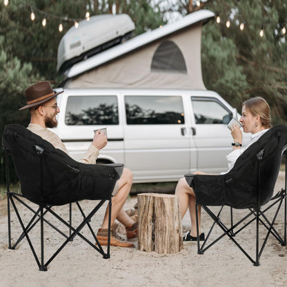 REALEAD Camping Chairs for Adults - Comfy Camping Chair with Fully Padded - Oversized Camp Chairs for Outside Support 400lbs - Folding Lawn Chairs for Outdoor Sporting Events