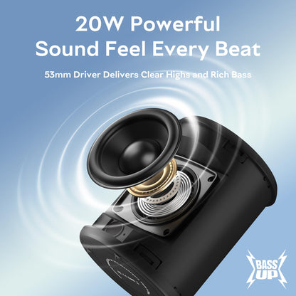 DUDGSIS Portable Bluetooth Speaker Wireless, IPX7 Waterproof Dustproof Mini Speakers, 20W Loud Bass Stereo, 15H Playtime, BT5.3 & TWS, RGB Light, for Outdoor/Shower/Home/Party, Stocking Stuffers