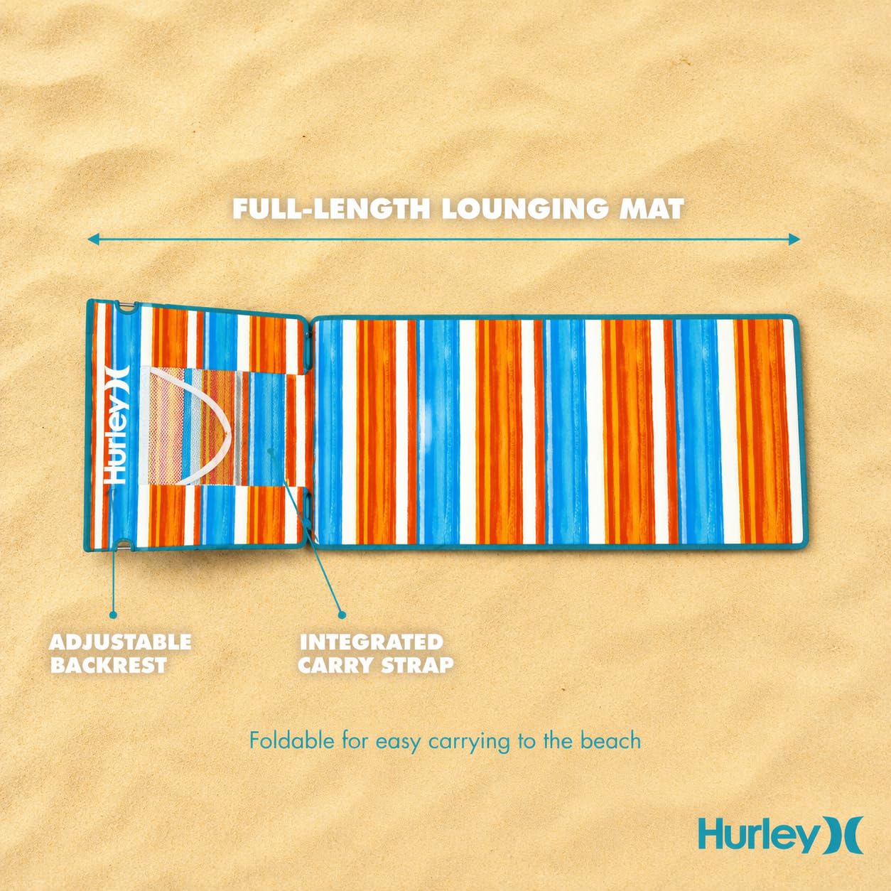 Hurley Blue and Red Beach Ground Mat with Backrest