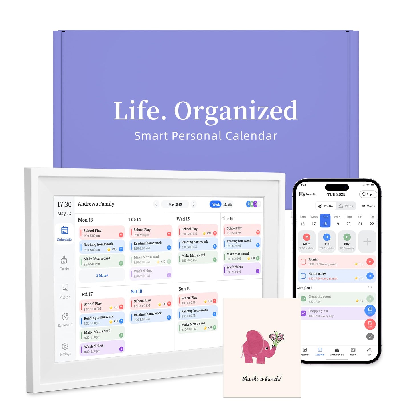 Telonixium 10.1’’ Smart Digital Calendar Planner - Interactive Touch Screen, HD Display, Wall Mountable Family Organizer with Chore Chart, To-Do Lists & App Sync for Home & Office