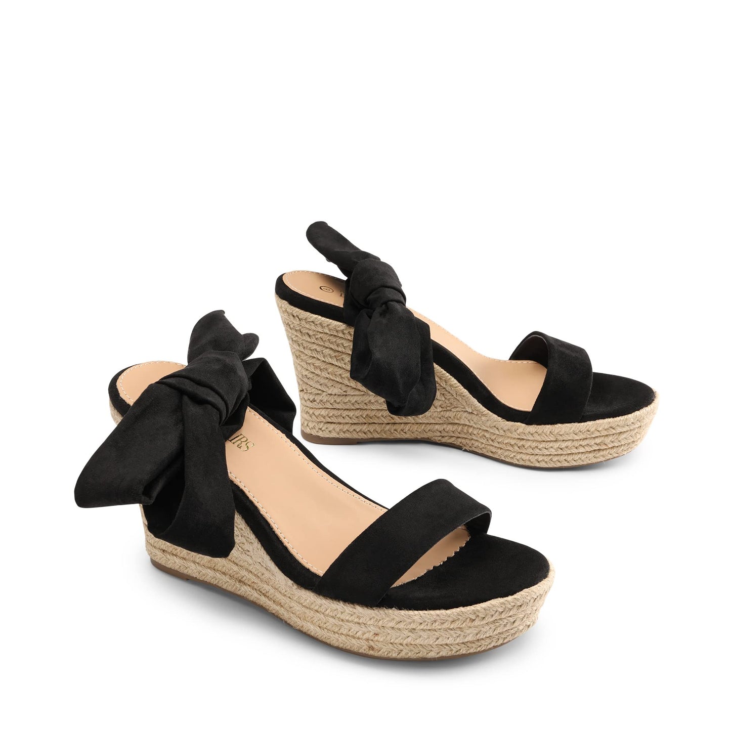 DREAM PAIRS Women's Wedge Sandals Platform Espadrilles Bow Tie Lace Up Dressy Sandals for Summer,Size 6,Black,SDPW2301W