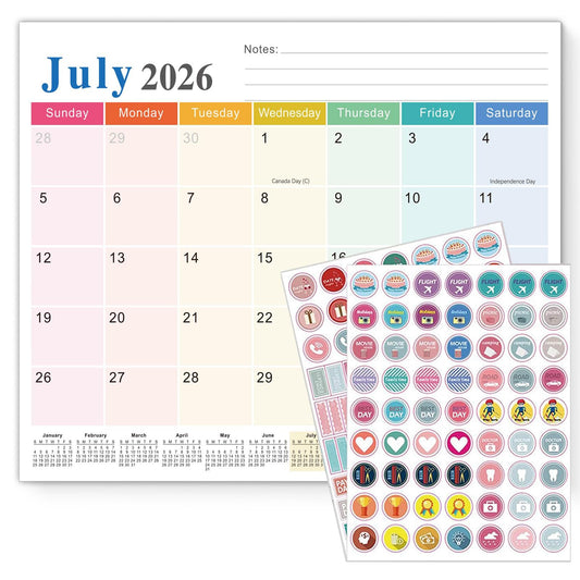 2026-2027 Magnetic Fridge Calendar, Family Organizer 12X10 Inch, 18 Months from July 2026 to December 2027 for Reminding, Planning, Scheduling, Jotting Appointments (Colored)