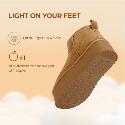 DREAM PAIRS Women's Platform Mini Winter Snow Boots,Chestnut,7