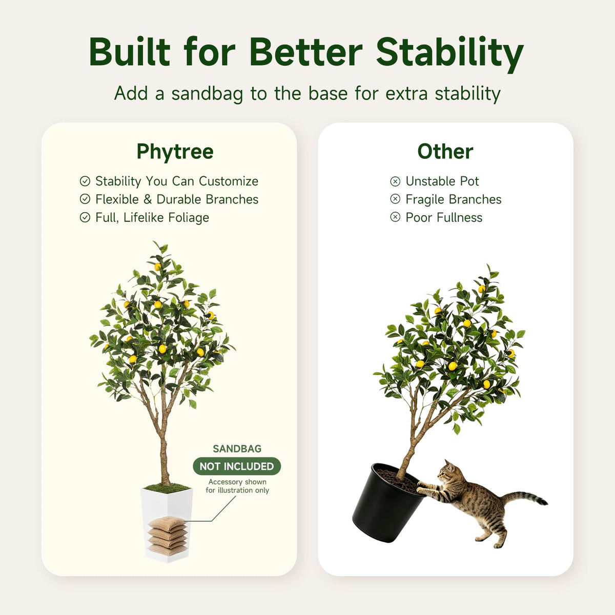 PHYTREE 6FT Artificial Lemon Tree with White Tall Planter & Fruits