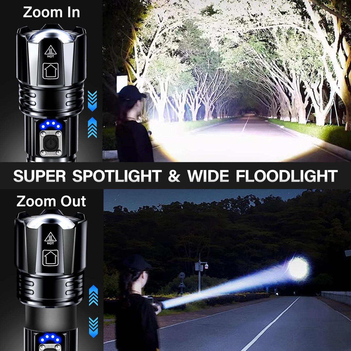 AKNEAR Rechargeable LED Flashlight 99000 High Lumens Super Bright (1 Pack)