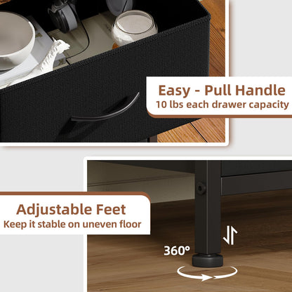 Somdot Nightstand, Bedside Table, 2 Drawers, Black Rustic Brown