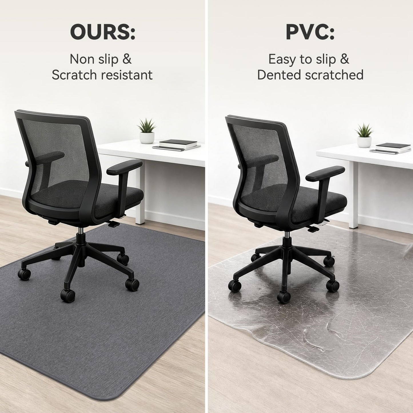 Office Chair Mat-Computer Chair Mat for Hardwood Floor 36x48in Floors Protector for Office Chair Gaming Desk Floor Chair Rug for Home Office Non Slip Rug Pad Grey