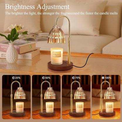 YudouTech Candle Warmer Lamp, Adjustable Height Electric Candle Warmer Lamp with Timer and Dimmer Stylish Design for New Home Office Modern Décor Gifts,Brown