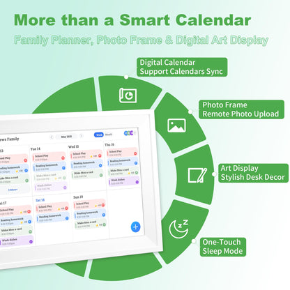 Telonixium 10.1’’ Smart Digital Calendar Planner - Interactive Touch Screen, HD Display, Wall Mountable Family Organizer with Chore Chart, To-Do Lists & App Sync for Home & Office