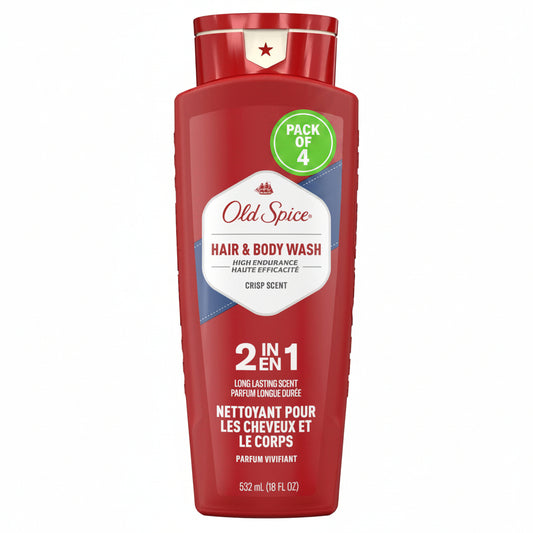 Old Spice High Endurance Body Wash Hair & Body Wash, 2.12 L Total (4 Count of 532 mL Each)